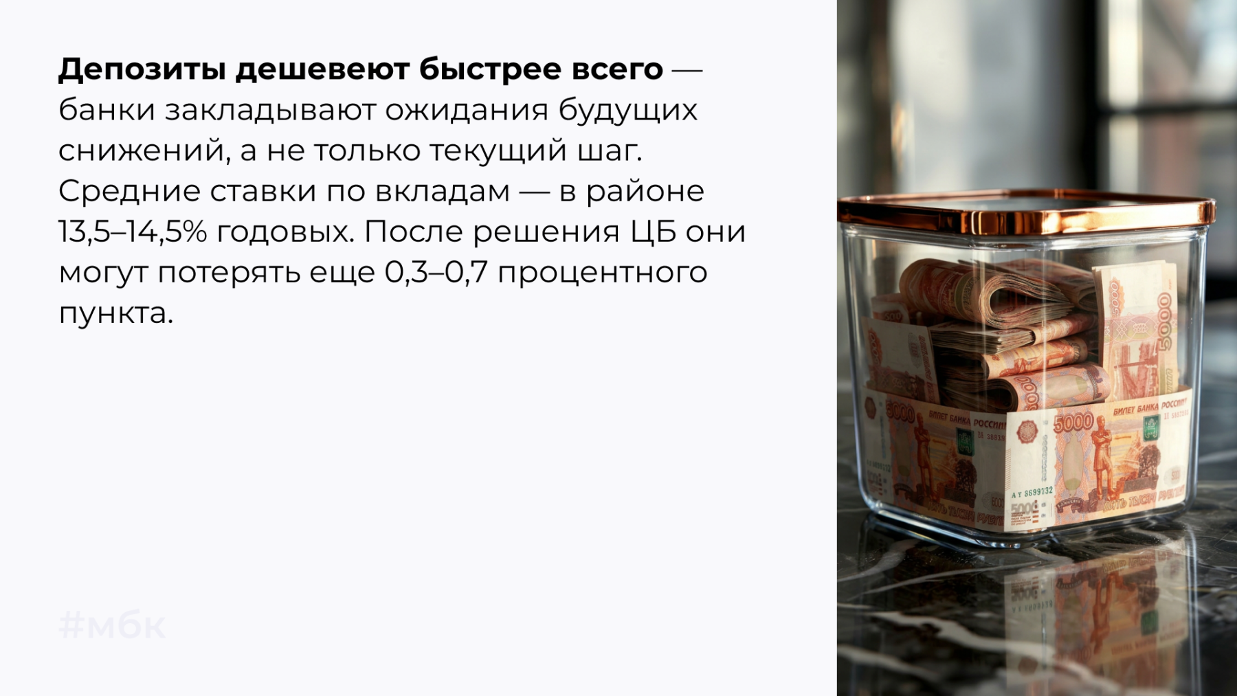 Депозиты дешевеют быстрее всего